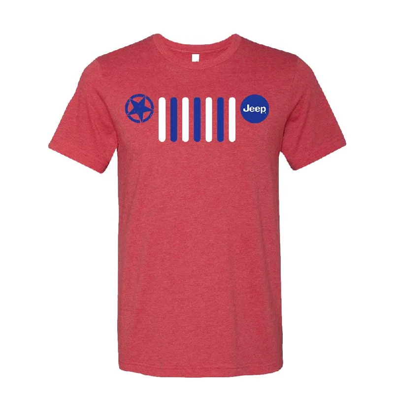 Men's ribbed t - shirts with a textured finish for added styleMens Jeep® RWB Grille T-Shirt - Heather Red Men's ribbed t - shirts with a textured finish for added styleMens Jeep® RWB Grille T-Shirt - Heather Red