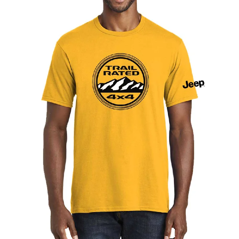 Men's slim - fit graphic t - shirts with vintage rock band printsMens Jeep® Trail Rated T-Shirt - Gold Men's slim - fit graphic t - shirts with vintage rock band printsMens Jeep® Trail Rated T-Shirt - Gold