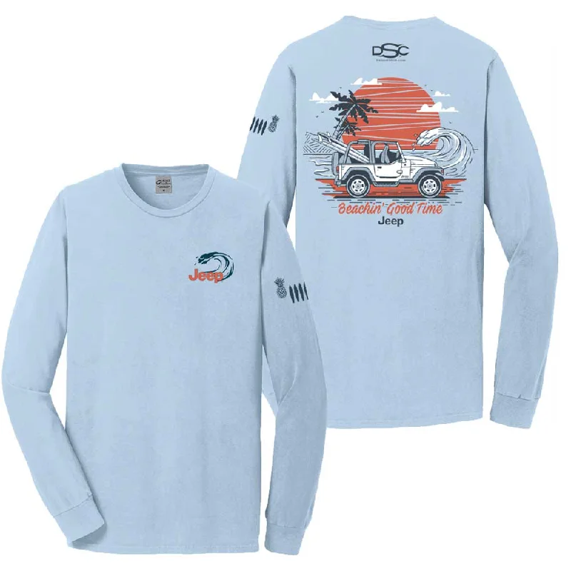 Men's ribbed t - shirts with a textured finish for added styleMens Jeep® Wrangler Beachin' Good Time Longsleeve T-Shirt - Beach Wash Glacier Blue Men's ribbed t - shirts with a textured finish for added styleMens Jeep® Wrangler Beachin' Good Time Longsleeve T-Shirt - Beach Wash Glacier Blue