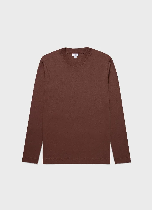 Men's smart - casual checkered t - shirts for semi - formal occasionsMen's Long Sleeve Heavyweight T-shirt in Cocoa Brown