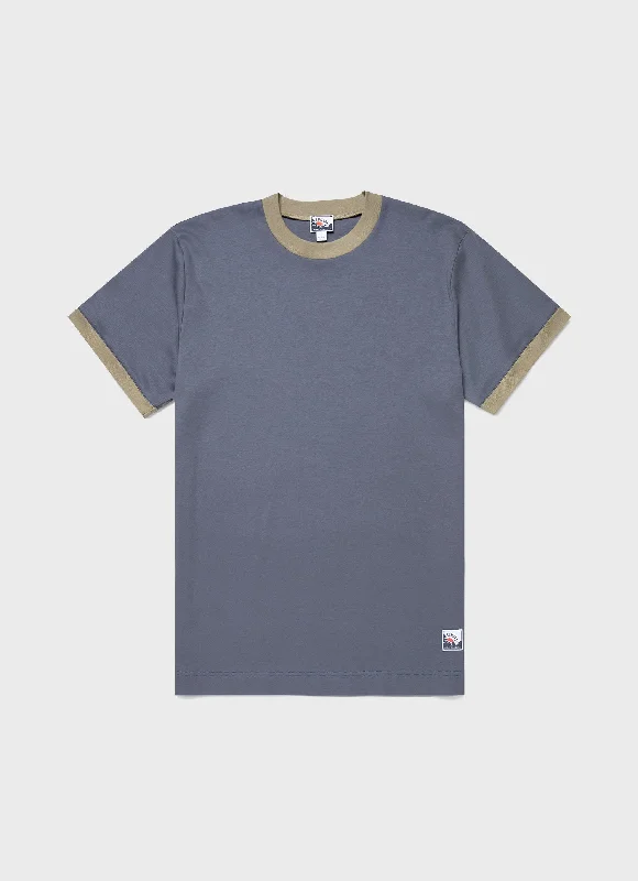 Men's short - sleeve linen t - shirts for summer beach outingsMen's Sunspel x Nigel Cabourn Carbon Brushed T-shirt in Slate Blue Men's short - sleeve linen t - shirts for summer beach outingsMen's Sunspel x Nigel Cabourn Carbon Brushed T-shirt in Slate Blue