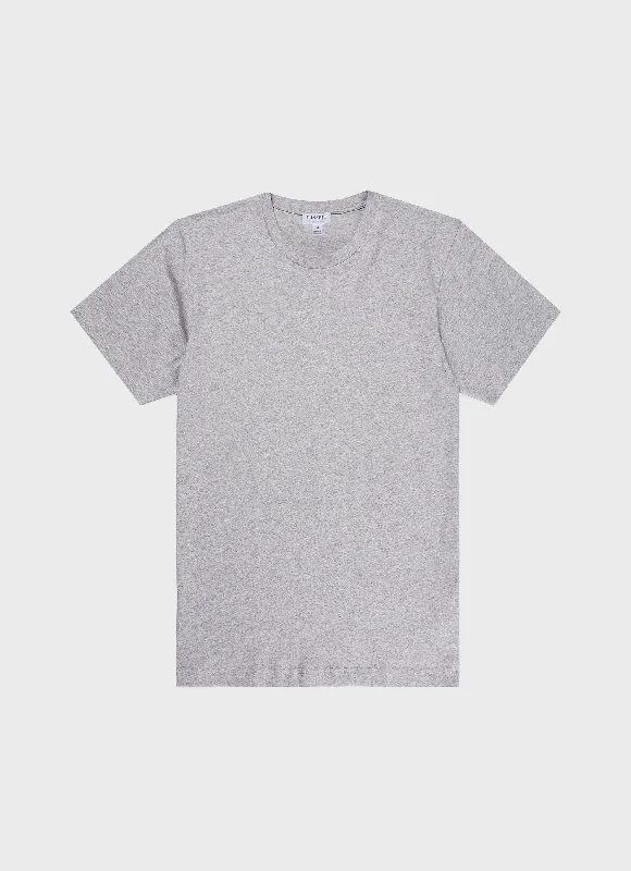 Men's mock - neck t - shirts with a modern and sleek styleMen's Riviera T-shirt in Grey Melange Men's mock - neck t - shirts with a modern and sleek styleMen's Riviera T-shirt in Grey Melange