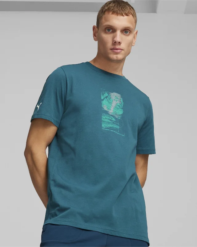 Men's color - block polo shirts with a bold fashion statementMens Puma Graphic Tee Blue Men's color - block polo shirts with a bold fashion statementMens Puma Graphic Tee Blue