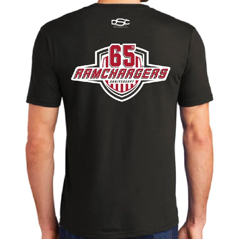 Men's short - sleeve linen t - shirts for summer beach outingsMens Ramchargers 65th Anniversary Logo T-shirt - Black Men's short - sleeve linen t - shirts for summer beach outingsMens Ramchargers 65th Anniversary Logo T-shirt - Black