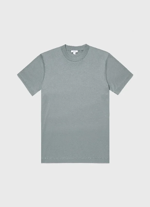 Men's polo t - shirts with a contrast collar for a preppy lookMen's Relaxed Fit Heavyweight T-shirt in Smoke Green Men's polo t - shirts with a contrast collar for a preppy lookMen's Relaxed Fit Heavyweight T-shirt in Smoke Green