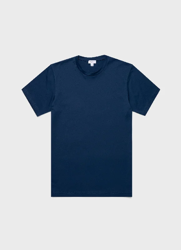 Men's slim - fit graphic t - shirts with vintage rock band printsMen's Riviera Midweight T-shirt in Naval Blue Men's slim - fit graphic t - shirts with vintage rock band printsMen's Riviera Midweight T-shirt in Naval Blue