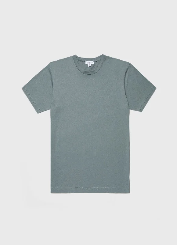 Men's organic cotton crew - neck t - shirts for everyday comfortMen's Riviera Midweight T-shirt in Smoke Green Men's organic cotton crew - neck t - shirts for everyday comfortMen's Riviera Midweight T-shirt in Smoke Green
