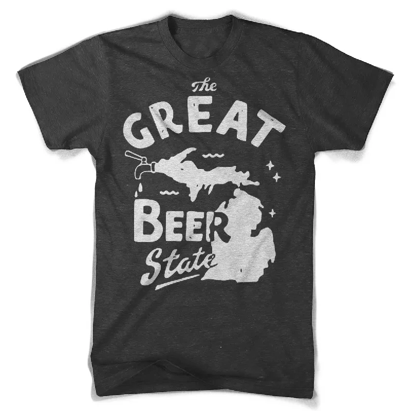 Men's thermal t - shirts with a high - neck design for cold weatherMens Triblend The Great Beer State T-shirt (Heather Black) Men's thermal t - shirts with a high - neck design for cold weatherMens Triblend The Great Beer State T-shirt (Heather Black)