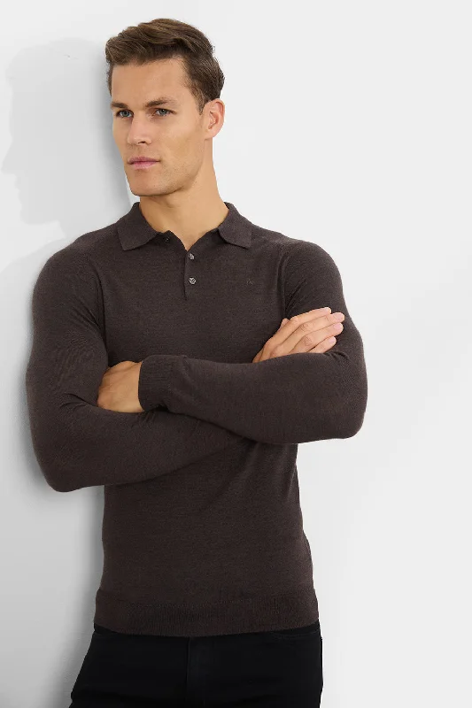 Men's reversible polo shirts with two different looksMerino Wool Polo Shirt in Bitter Chocolate Men's reversible polo shirts with two different looksMerino Wool Polo Shirt in Bitter Chocolate