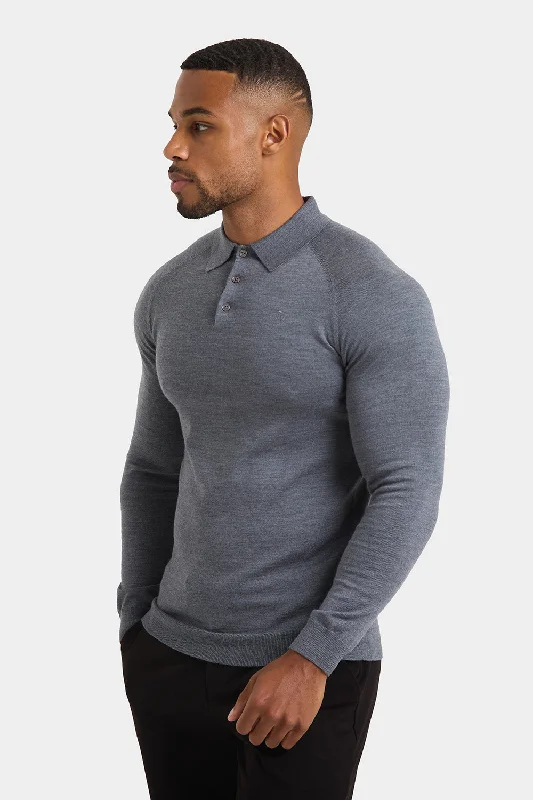 Men's reversible polo shirts with two different looksMerino Wool Polo Shirt in Mid Grey Marl Men's reversible polo shirts with two different looksMerino Wool Polo Shirt in Mid Grey Marl