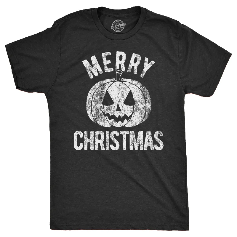 Men's short - sleeve linen t - shirts for summer beach outingsMerry Christmas Pumpkin Men's T Shirt Men's short - sleeve linen t - shirts for summer beach outingsMerry Christmas Pumpkin Men's T Shirt