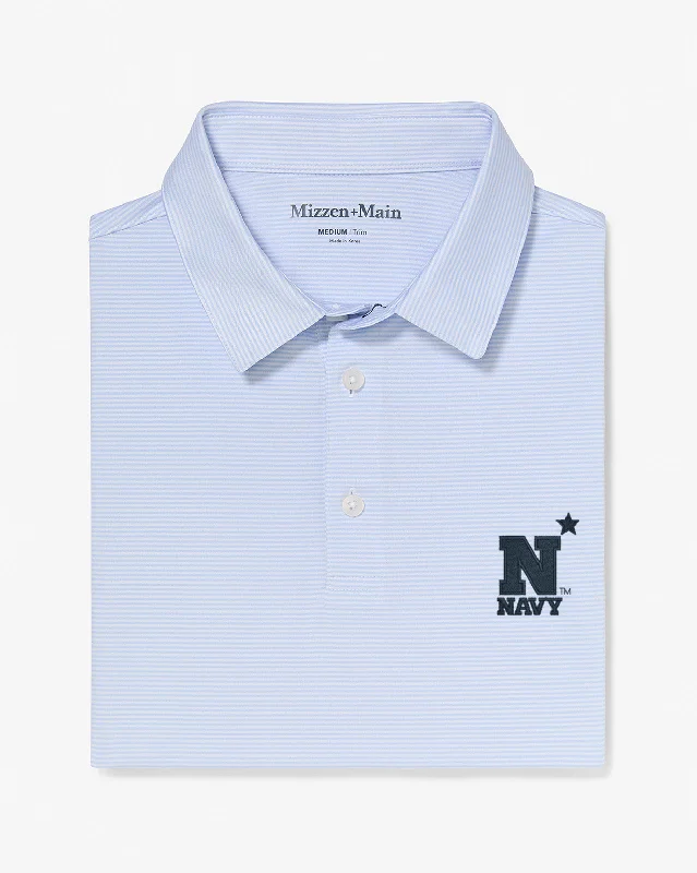 Men's ribbed cuffs and hem polo shirts for a textured lookLight Blue White Stripe