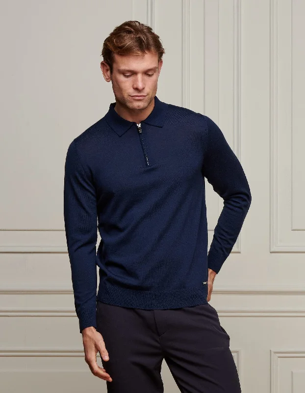 Men's formal - style silk blend polo shirts for special occasionsNavy 1/4 Zip L/S Polo Men's formal - style silk blend polo shirts for special occasionsNavy 1/4 Zip L/S Polo