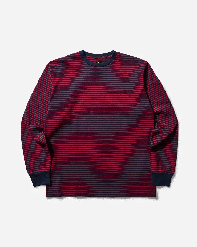 Men's organic cotton crew - neck t - shirts for everyday comfortMen's Stripe Crewneck Longsleeve T-Shirt Navy / Red Men's organic cotton crew - neck t - shirts for everyday comfortMen's Stripe Crewneck Longsleeve T-Shirt Navy / Red