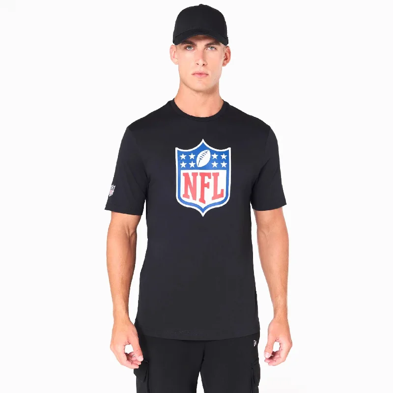 Men's mock - neck t - shirts with a modern and sleek styleNFL Shield Logo NFL Black T-Shirt Men's mock - neck t - shirts with a modern and sleek styleNFL Shield Logo NFL Black T-Shirt