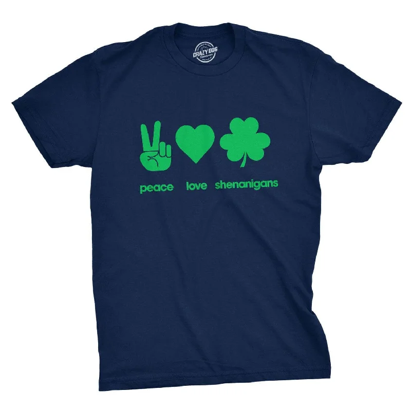 Men's printed Hawaiian t - shirts for tropical vacationsPeace Love Shenanigans Men's T Shirt Men's printed Hawaiian t - shirts for tropical vacationsPeace Love Shenanigans Men's T Shirt