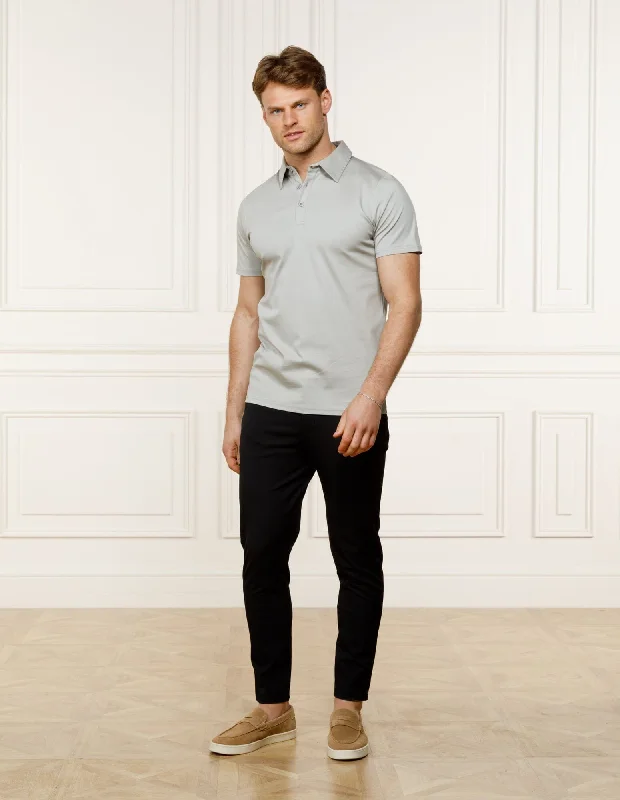 Men's two - tone stripe polo shirts with a preppy stylePebble Mercerised S/S Polo