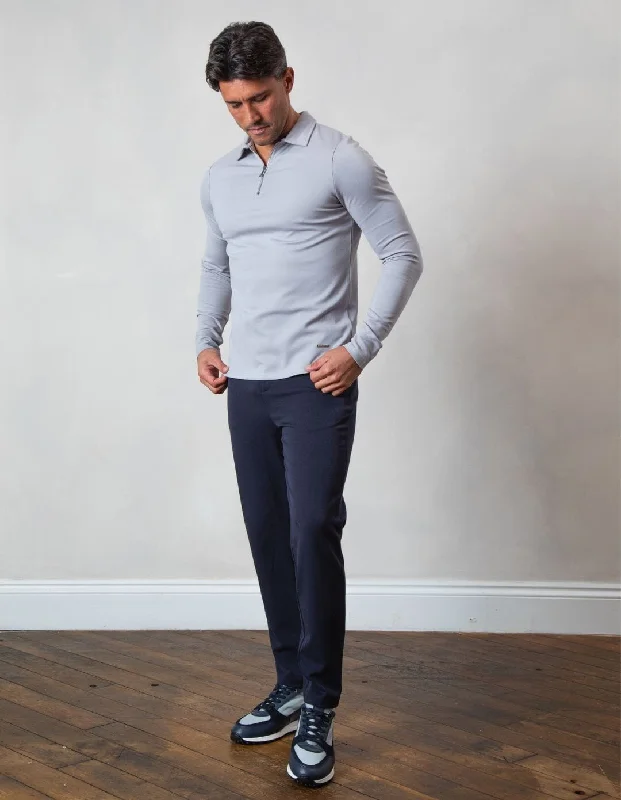 Men's breathable cotton blend polo shirts for summer outingsPebble Premium L/S Zip Polo Men's breathable cotton blend polo shirts for summer outingsPebble Premium L/S Zip Polo