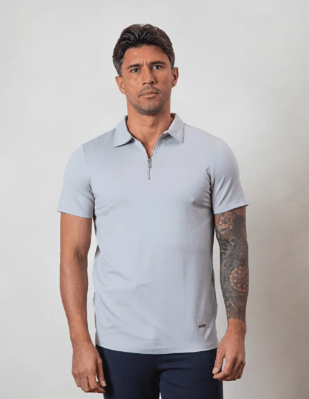 Men's luxury cashmere blend polo shirts in solid colorsPebble Premium S/S Zip Polo