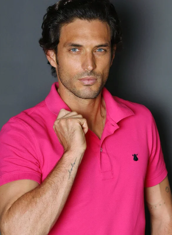Men's button - down spread collar polo shirts for business casualPolo Classic Fucsia Hombre Men's button - down spread collar polo shirts for business casualPolo Classic Fucsia Hombre