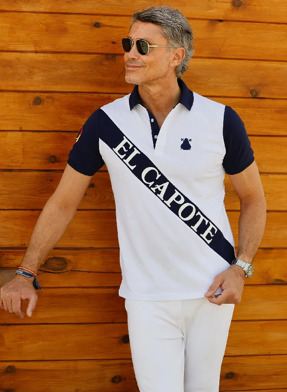 Men's lightweight performance polo shirts for tennis matchesPolo Hombre Blanco Franja Azul Marino Men's lightweight performance polo shirts for tennis matchesPolo Hombre Blanco Franja Azul Marino
