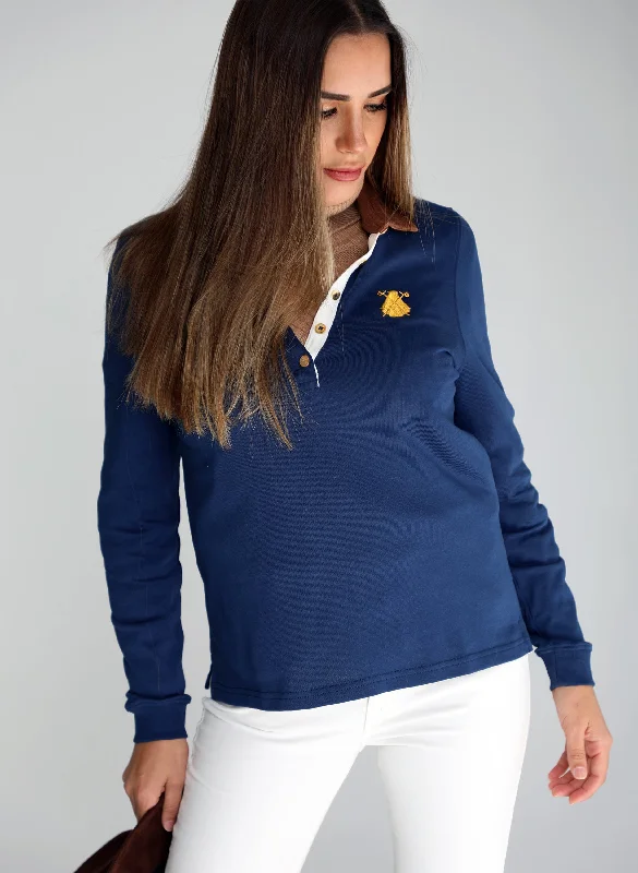 Men's two - tone stripe polo shirts with a preppy stylePolo Mujer Rugby Azul Cuello Pana Men's two - tone stripe polo shirts with a preppy stylePolo Mujer Rugby Azul Cuello Pana