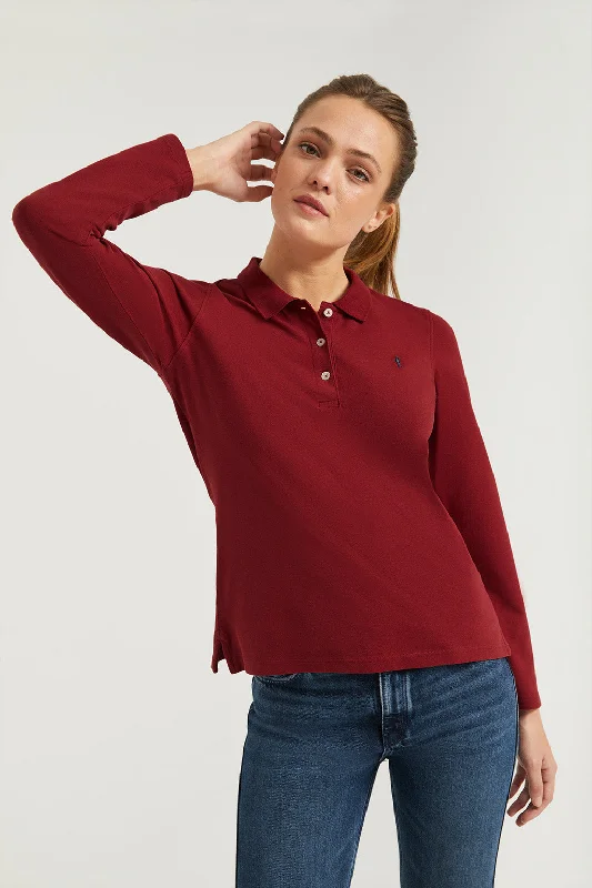 Men's vintage - inspired retro polo shirts with unique patternsPolo de manga larga piqué granate con logo Rigby Go Men's vintage - inspired retro polo shirts with unique patternsPolo de manga larga piqué granate con logo Rigby Go