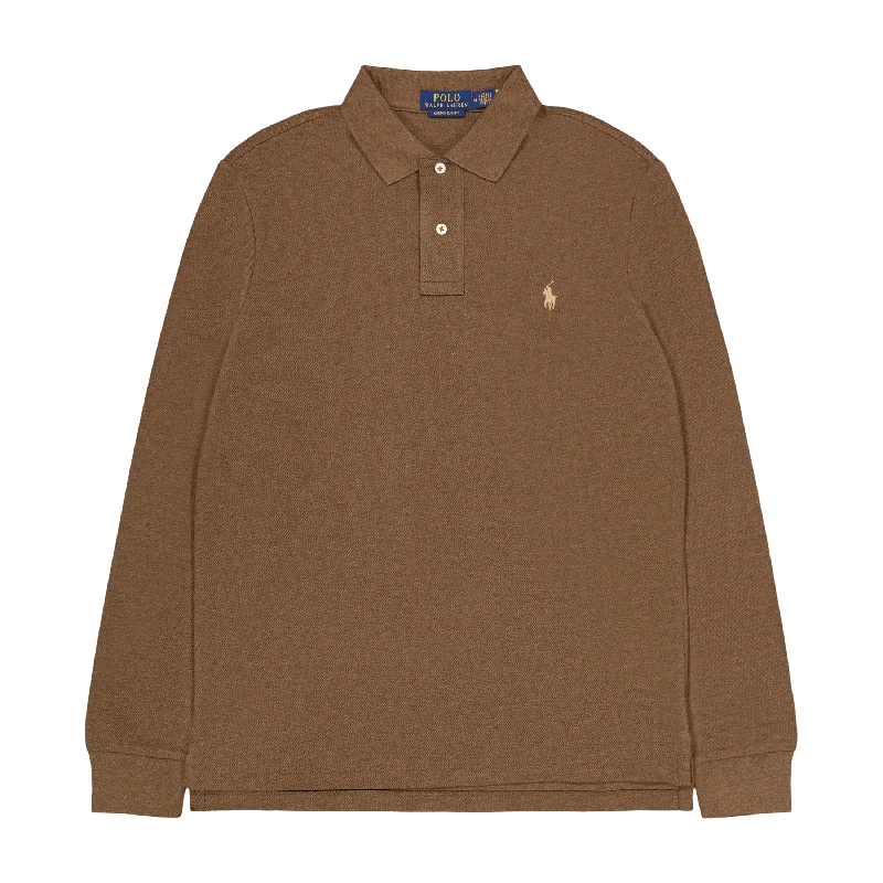 Men's quick - dry polo shirts for water sports activitiesCustom Slim Long-Sleeve Polo Cedar Heather Men's quick - dry polo shirts for water sports activitiesCustom Slim Long-Sleeve Polo Cedar Heather