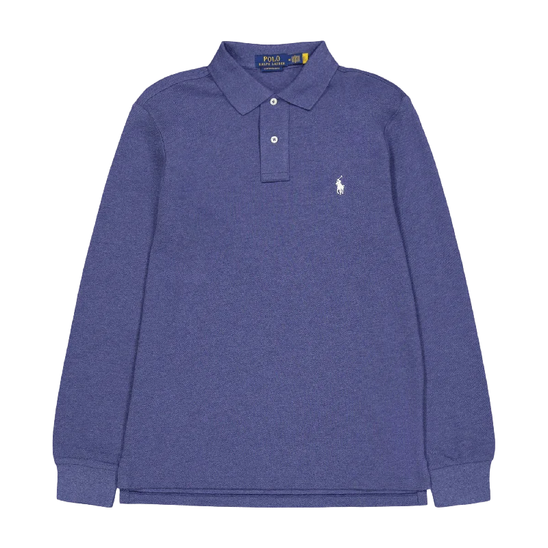 Men's slim fit short sleeve polo shirts with contrast collarsCustom Slim Long-Sleeve Polo Navy Heather Men's slim fit short sleeve polo shirts with contrast collarsCustom Slim Long-Sleeve Polo Navy Heather