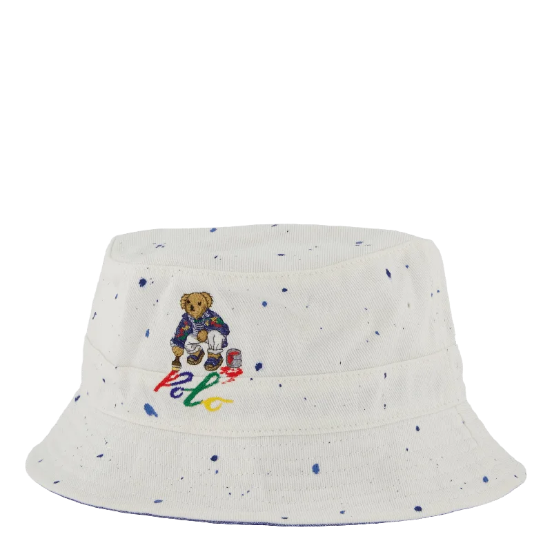 Men's two - tone stripe polo shirts with a preppy stylePolo Bear Paint-Splatter Bucket Hat White Men's two - tone stripe polo shirts with a preppy stylePolo Bear Paint-Splatter Bucket Hat White