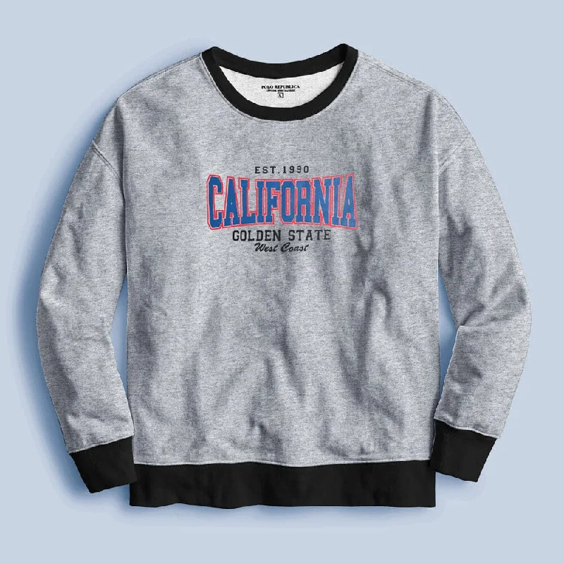 Men's button - down spread collar polo shirts for business casualPolo Republica Men's California Printed Fleece Sweat Shirt Men's button - down spread collar polo shirts for business casualPolo Republica Men's California Printed Fleece Sweat Shirt