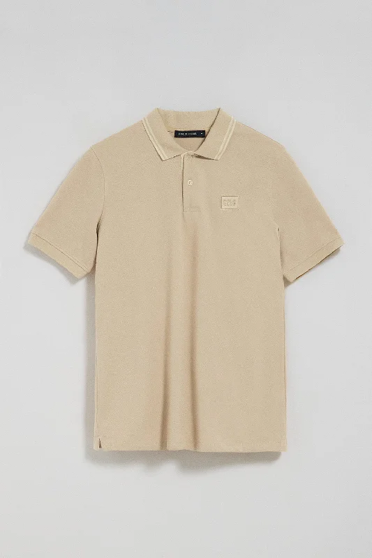 Men's breathable cotton blend polo shirts for summer outingsPolo de dos botones en beige con logo Polo Club Men's breathable cotton blend polo shirts for summer outingsPolo de dos botones en beige con logo Polo Club