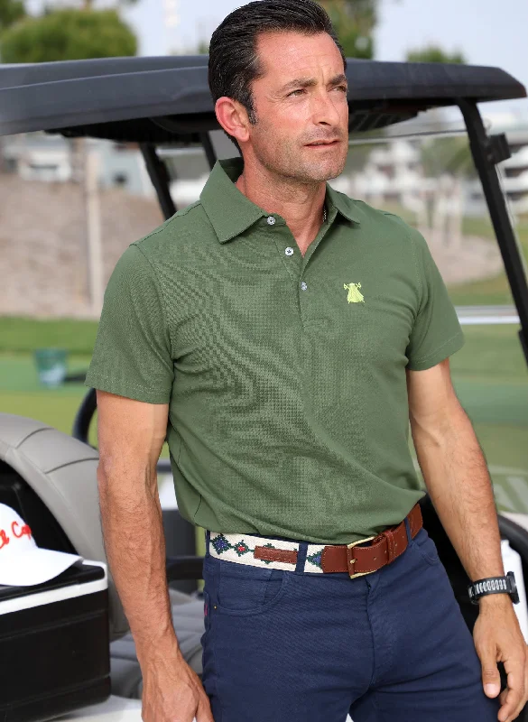 Men's jacquard woven polo shirts with intricate designsPolo Verde Liso Tejido Técnico Hombre Men's jacquard woven polo shirts with intricate designsPolo Verde Liso Tejido Técnico Hombre