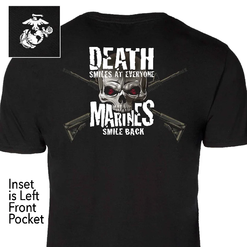 Men's distressed denim - look t - shirts with a rugged appealMarines Smile Back With Front Pocket T-shirt Men's distressed denim - look t - shirts with a rugged appealMarines Smile Back With Front Pocket T-shirt