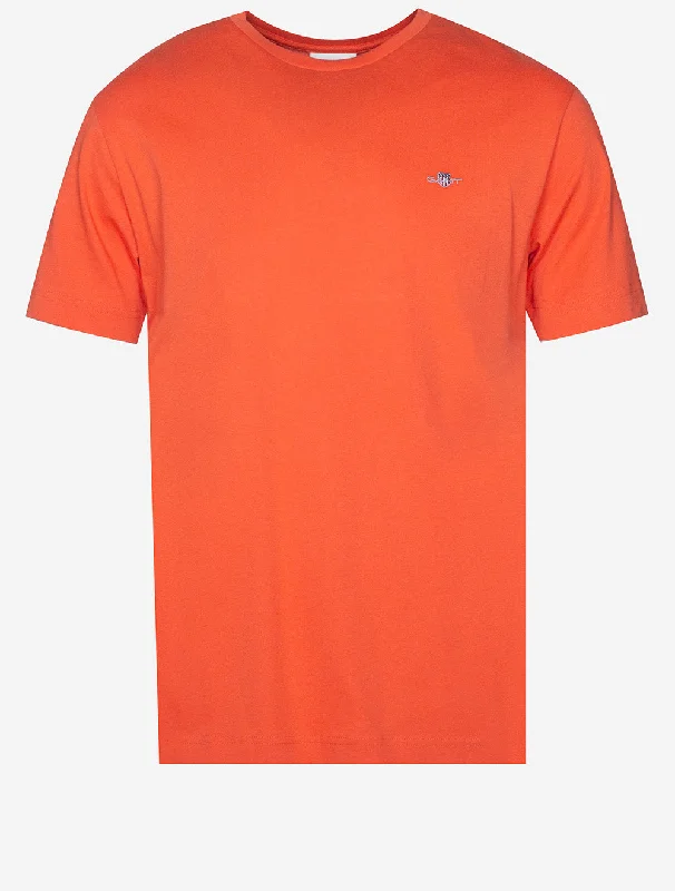 Men's long - sleeve henley t - shirts with button - down placketsRegular Shield Short Sleeve T-Shirt Burnt Orange Men's long - sleeve henley t - shirts with button - down placketsRegular Shield Short Sleeve T-Shirt Burnt Orange
