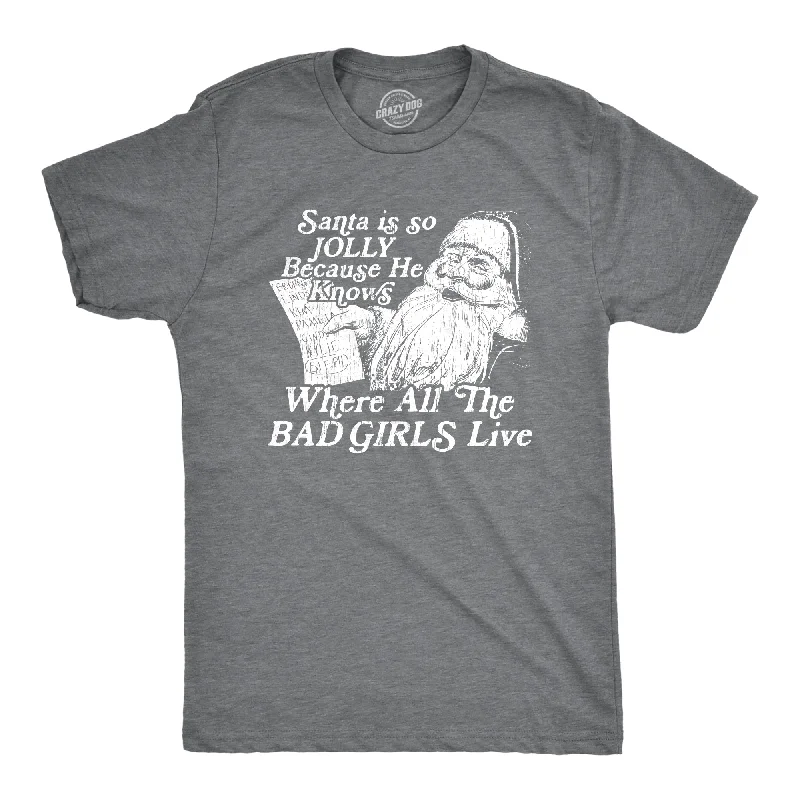 Men's v - neck muscle t - shirts for a body - building aestheticSanta Is Jolly Because He Knows Where The Bad Girls Live Men's T Shirt Men's v - neck muscle t - shirts for a body - building aestheticSanta Is Jolly Because He Knows Where The Bad Girls Live Men's T Shirt