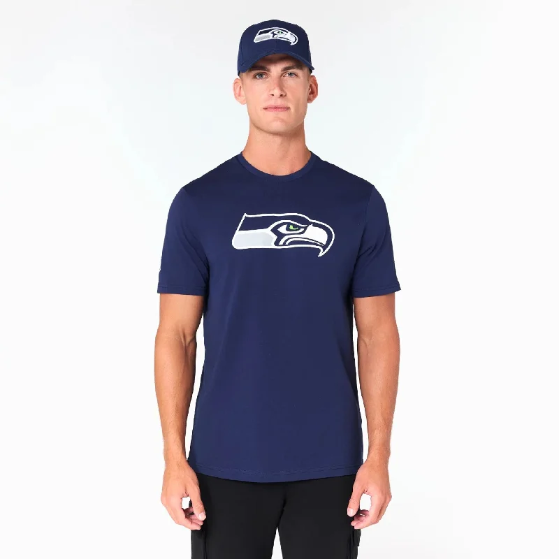 Men's v - neck muscle t - shirts for a body - building aestheticSeattle Seahawks NFL Navy T-Shirt