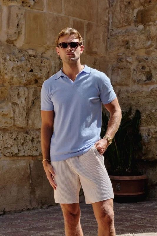 Men's quick - dry polo shirts for water sports activitiesSky Open Collar Knit Polo