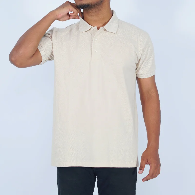 Men's breathable cotton blend polo shirts for summer outingsSolid Polo | Almond Milk Men's breathable cotton blend polo shirts for summer outingsSolid Polo | Almond Milk