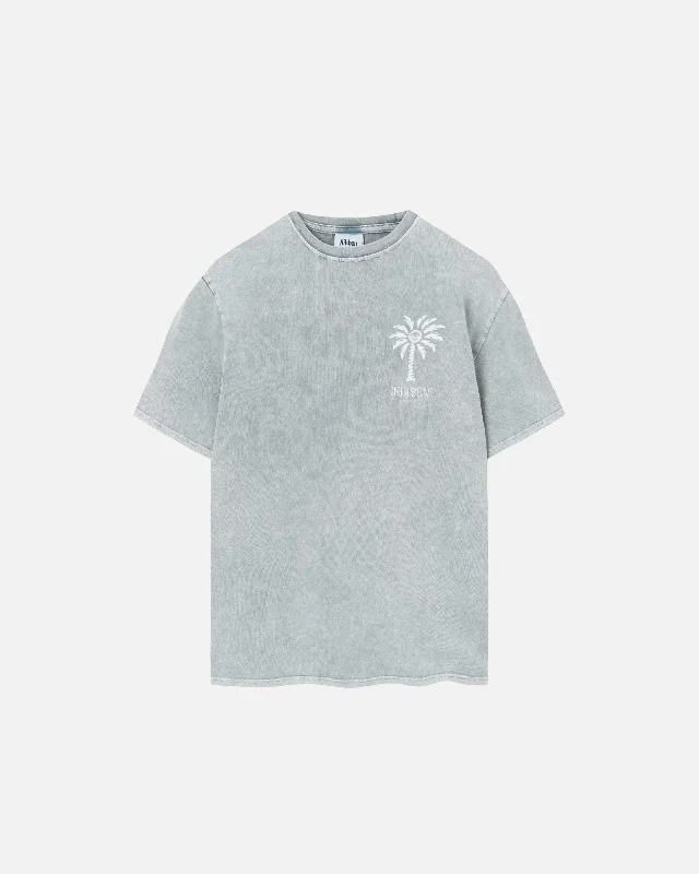 Men's short - sleeve linen t - shirts for summer beach outingsPalm Logo
