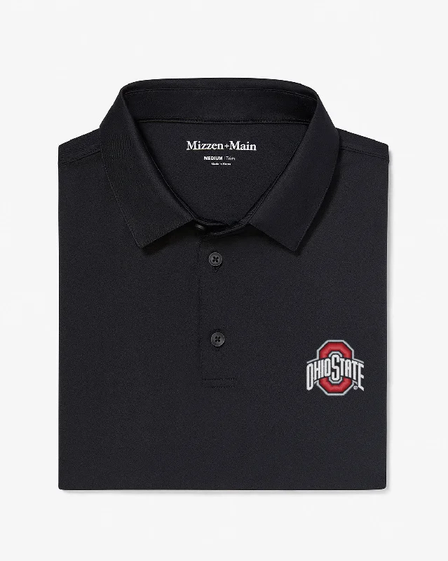 Men's stretchable athletic polo shirts for fitness workoutsBlack Solid