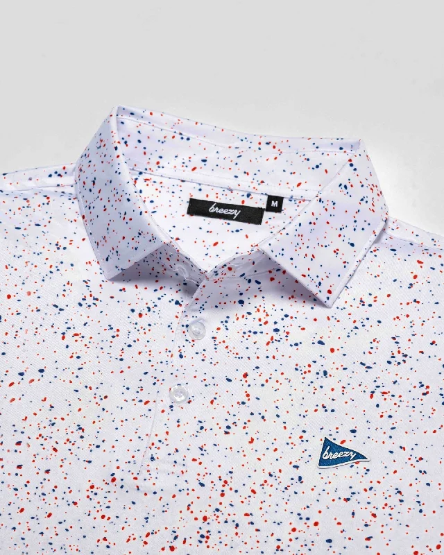 Men's jacquard woven polo shirts with intricate designsThe USA Splatter Polo