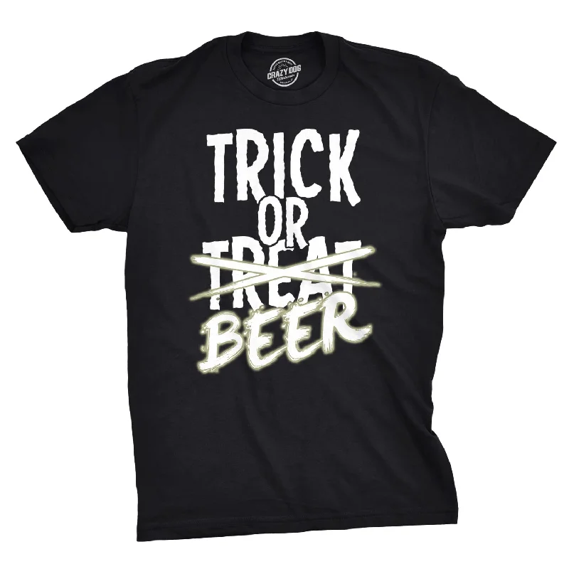 Men's distressed denim - look t - shirts with a rugged appealTrick Or Beer Glow Men's T Shirt Men's distressed denim - look t - shirts with a rugged appealTrick Or Beer Glow Men's T Shirt