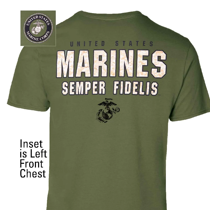 Men's smart - casual checkered t - shirts for semi - formal occasionsSemper Fidelis Camo T-shirt Men's smart - casual checkered t - shirts for semi - formal occasionsSemper Fidelis Camo T-shirt