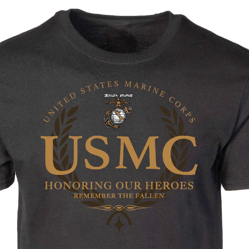 Men's v - neck muscle t - shirts for a body - building aestheticUSMC Honoring Our Heroes T-shirt