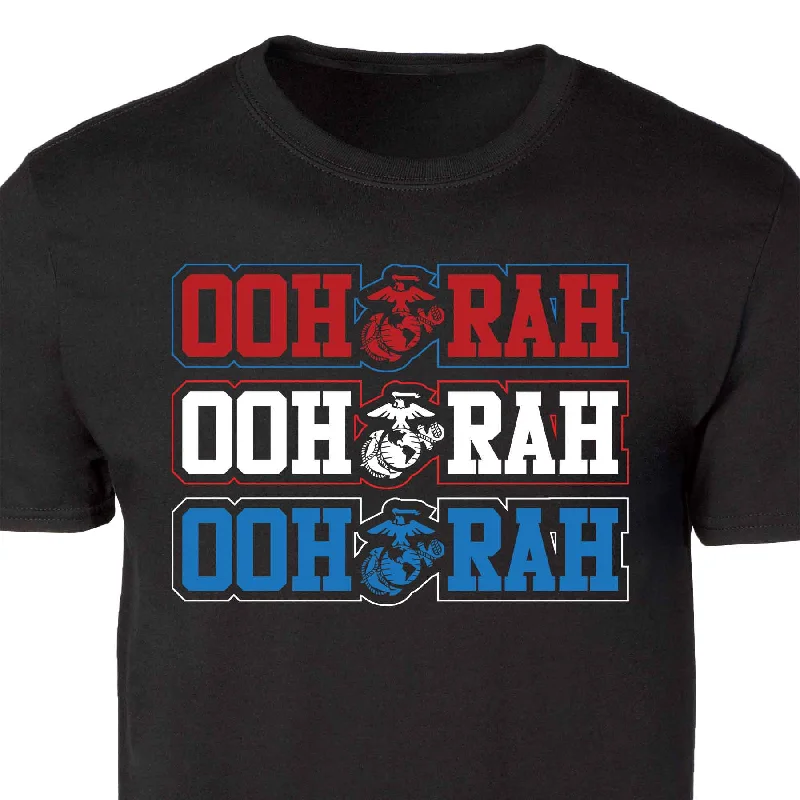 Men's ribbed t - shirts with a textured finish for added styleRed, White, & Blue Oohrah T-shirt Men's ribbed t - shirts with a textured finish for added styleRed, White, & Blue Oohrah T-shirt