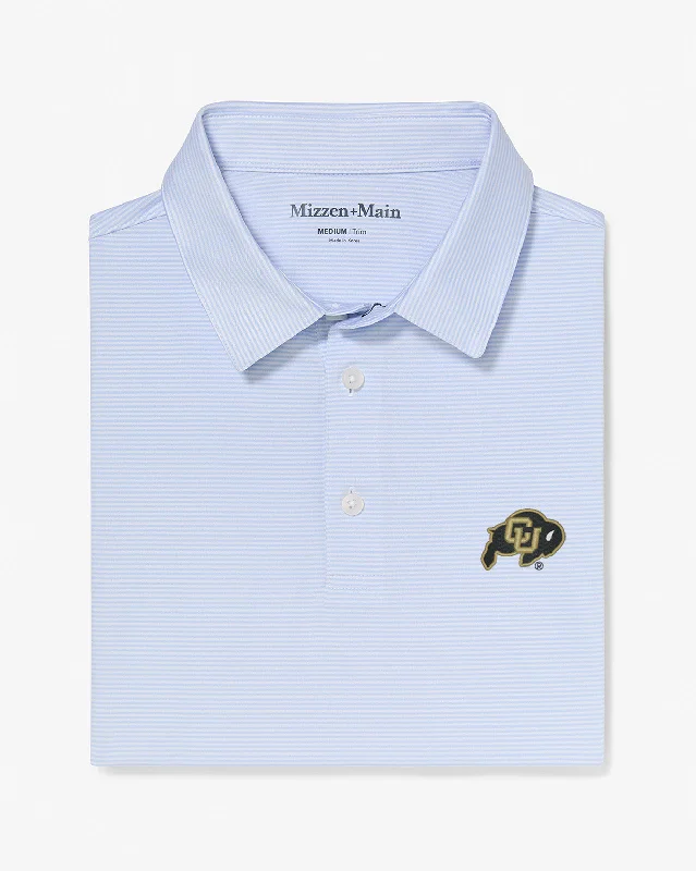 Men's button - down spread collar polo shirts for business casualLight Blue White Stripe Men's button - down spread collar polo shirts for business casualLight Blue White Stripe