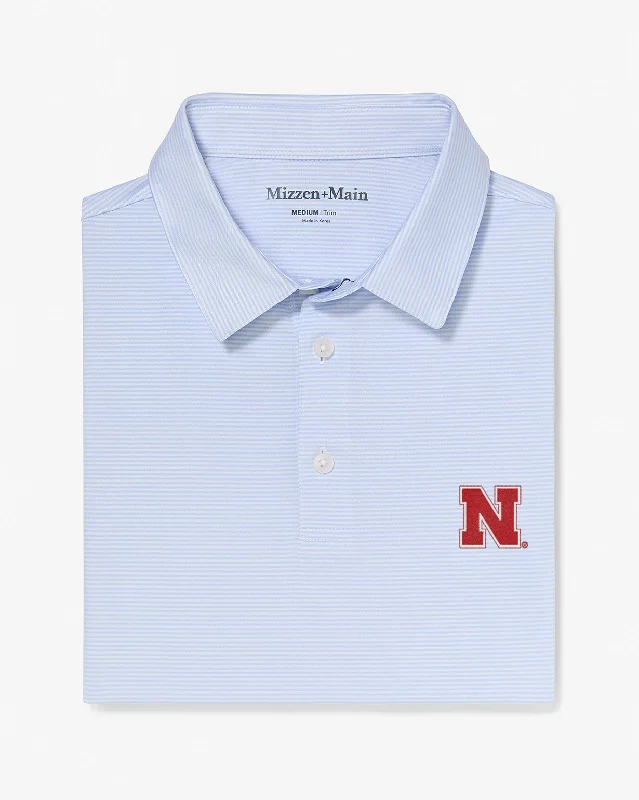 Men's antimicrobial polo shirts for odor - free daily wearLight Blue White Stripe