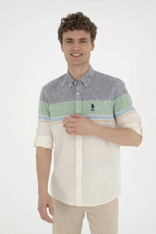 Men's two - tone stripe polo shirts with a preppy styleKošulja dugih rukava