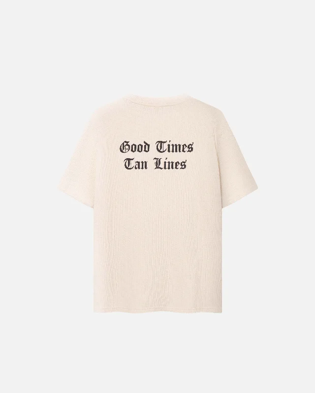 Men's button - front t - shirts with a unique artistic printWaffle Tan Lines